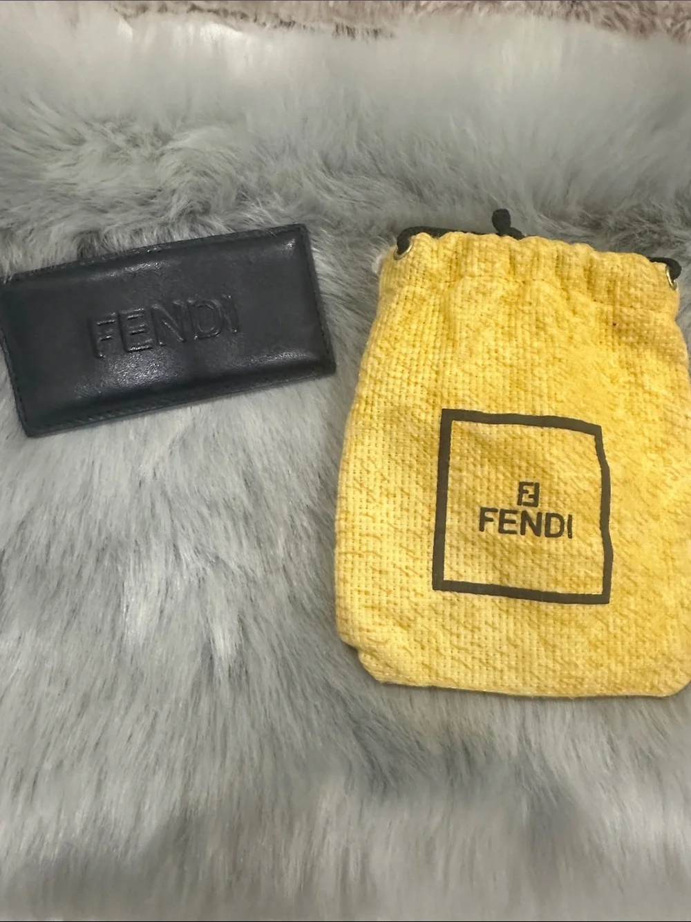 FENDI Black Embossed Leather hair, accessory barrette.